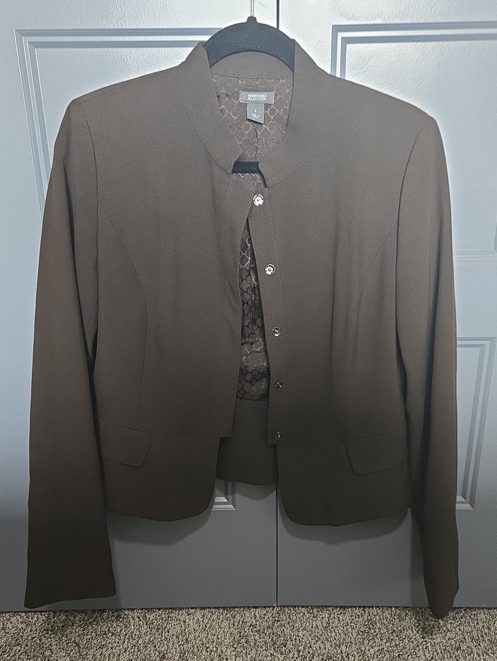 Kenneth Cole Reaction Brown Collarless Blazer